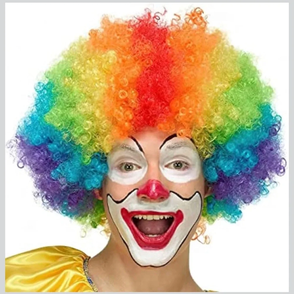 Multicolor Rainbow Curly Clown Wig for Party Costumes